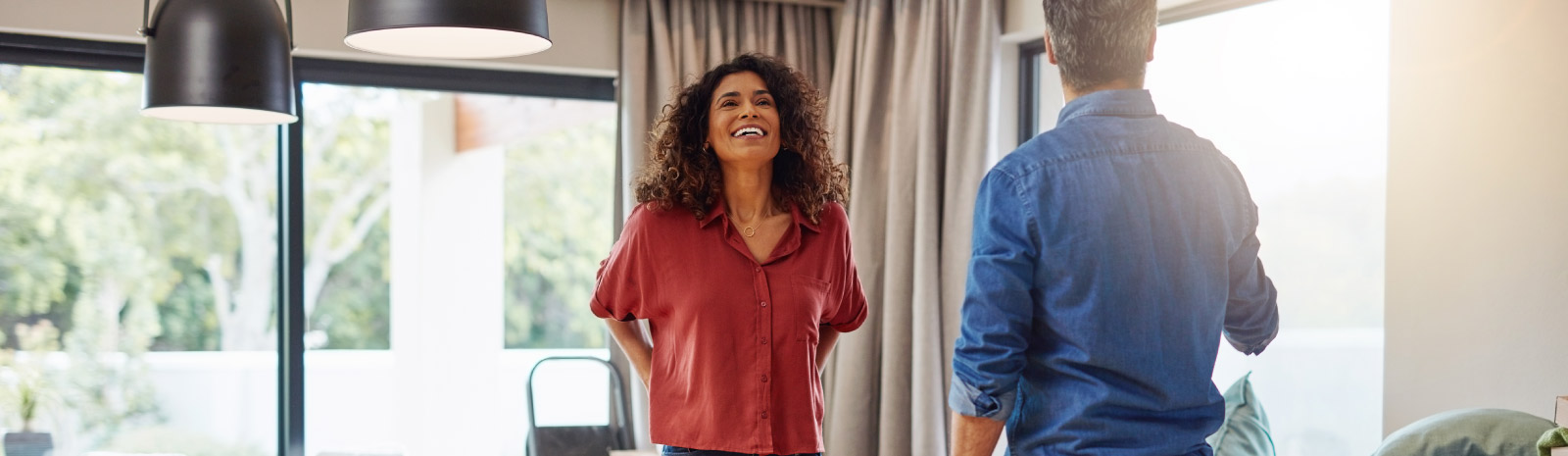 Man and woman enjoying home