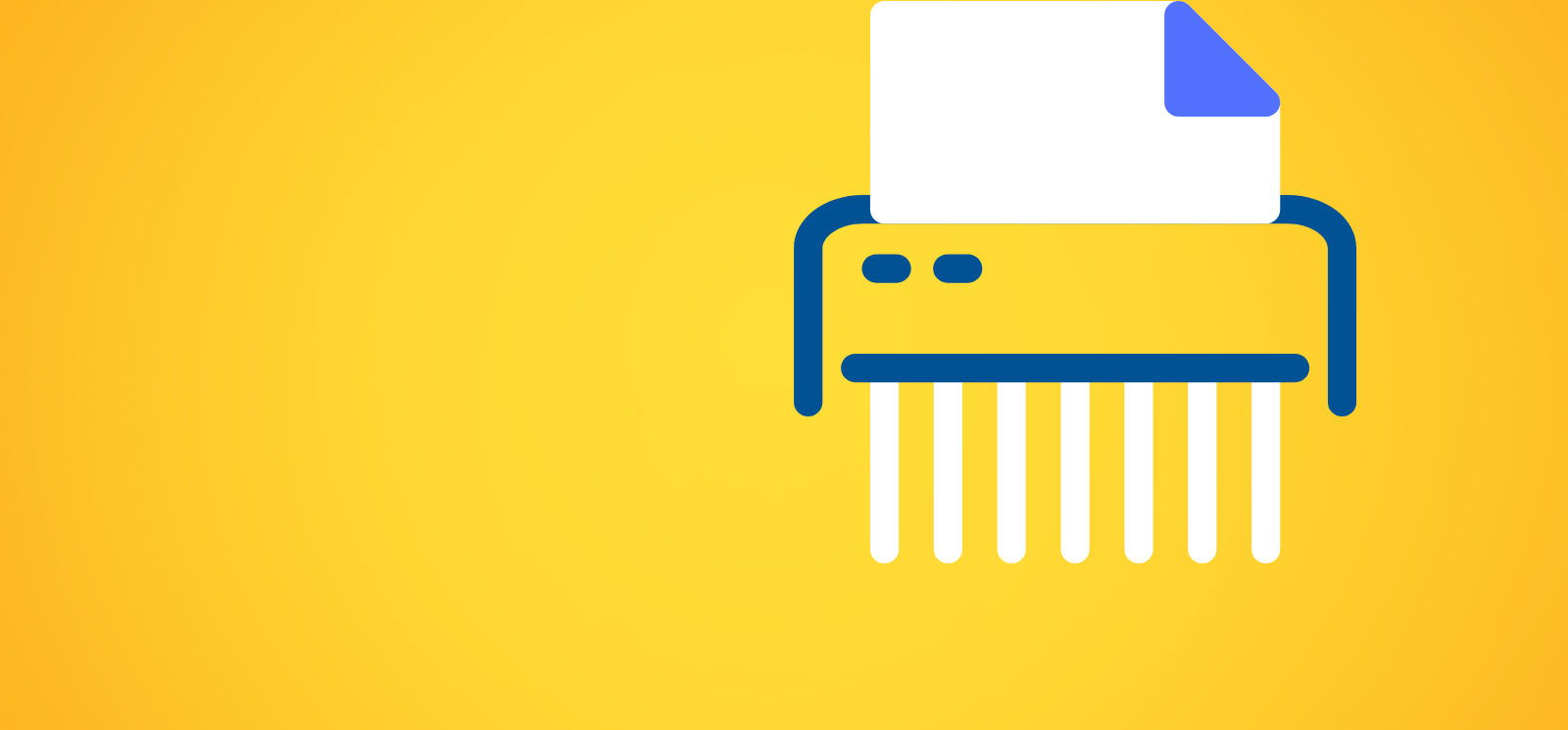 Mostly blank yellow image with blue outline of shredding device.